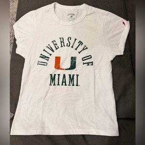 League Women's White University of Miami T-Shirt-size S- new